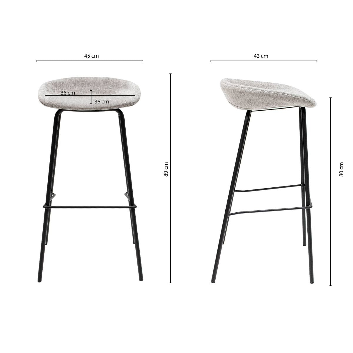 Kick barkruk Riga - 80cm - Grijs