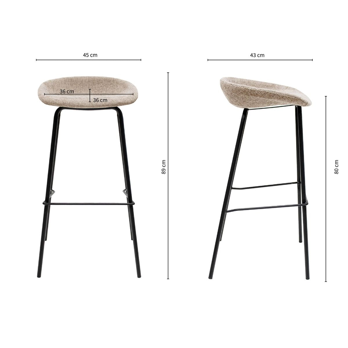 Kick barkruk Riga - 80cm - Taupe