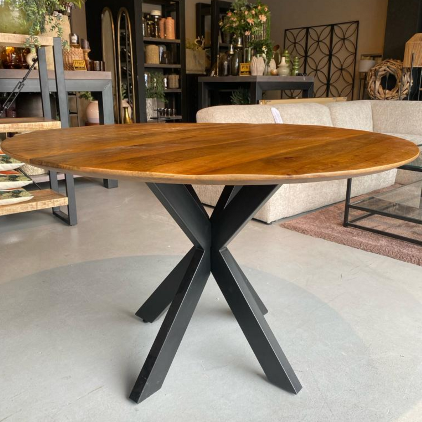 Mangohout Tafel Swiss Rond Naturel