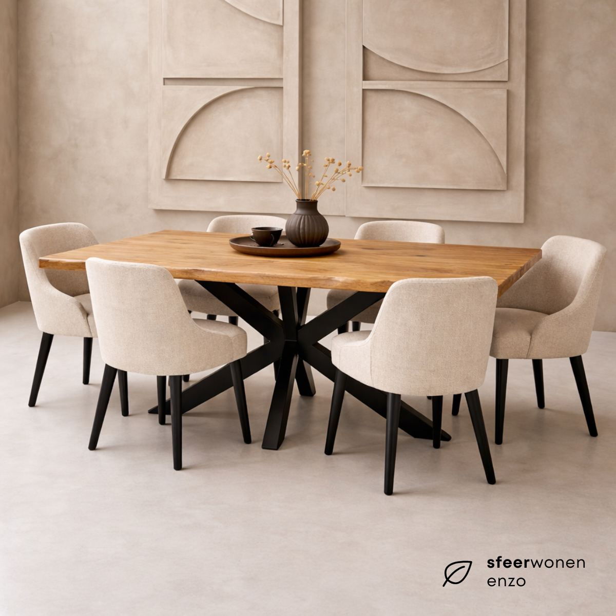 Eettafel Rechthoek Live Edge Mangohout Naturel