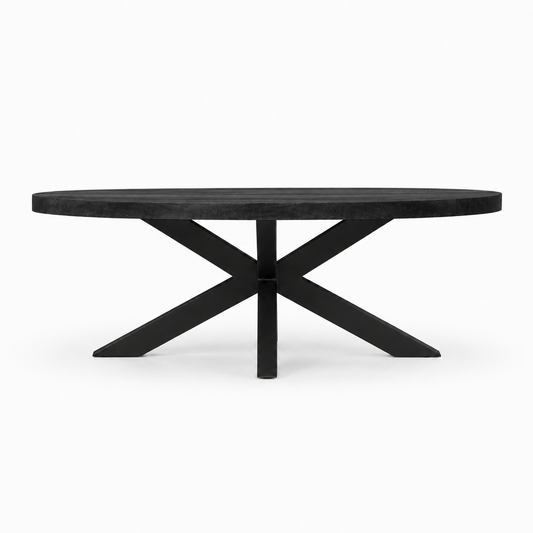 Salontafel Ovaal Mangohout Zwart - 110 x 55 cm