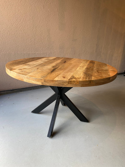 Ronde tafel spinpoot – 100 cm mango hout