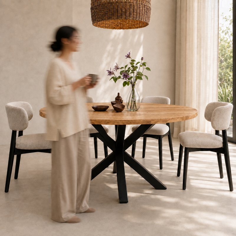 Dorrio Eettafel Rond Mangohout Naturel