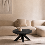 Couchtisch rund Mangoholz Schwarz - 80 cm ø