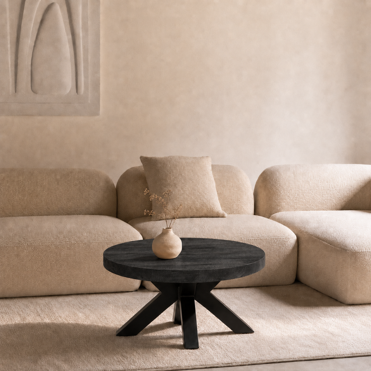 Salontafel Rond Mangohout Zwart - 80 cm ø