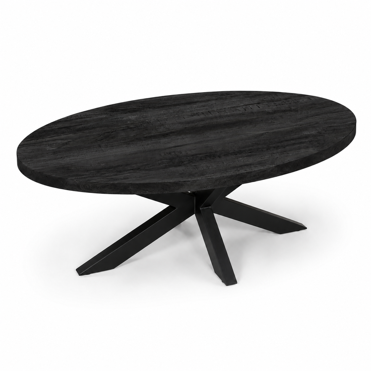 Salontafel Ovaal Mangohout Zwart - 110 x 55 cm