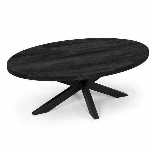 Salontafel Ovaal Mangohout Zwart - 110 x 55 cm