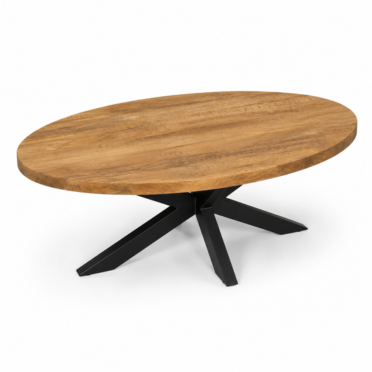 Salontafel Ovaal Mangohout Naturel - 110 x 55 cm