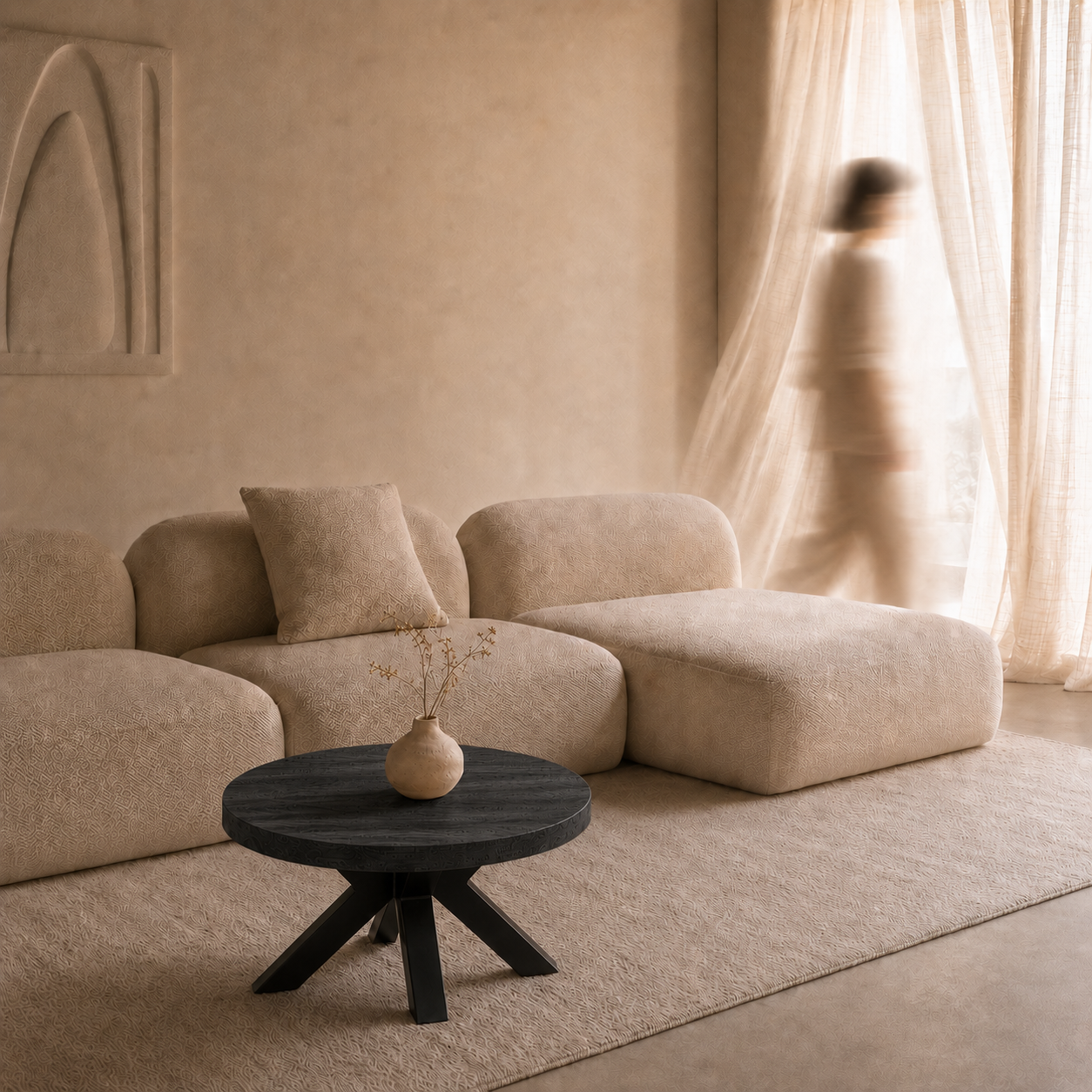 Salontafel Rond Mangohout Zwart - 80 cm ø