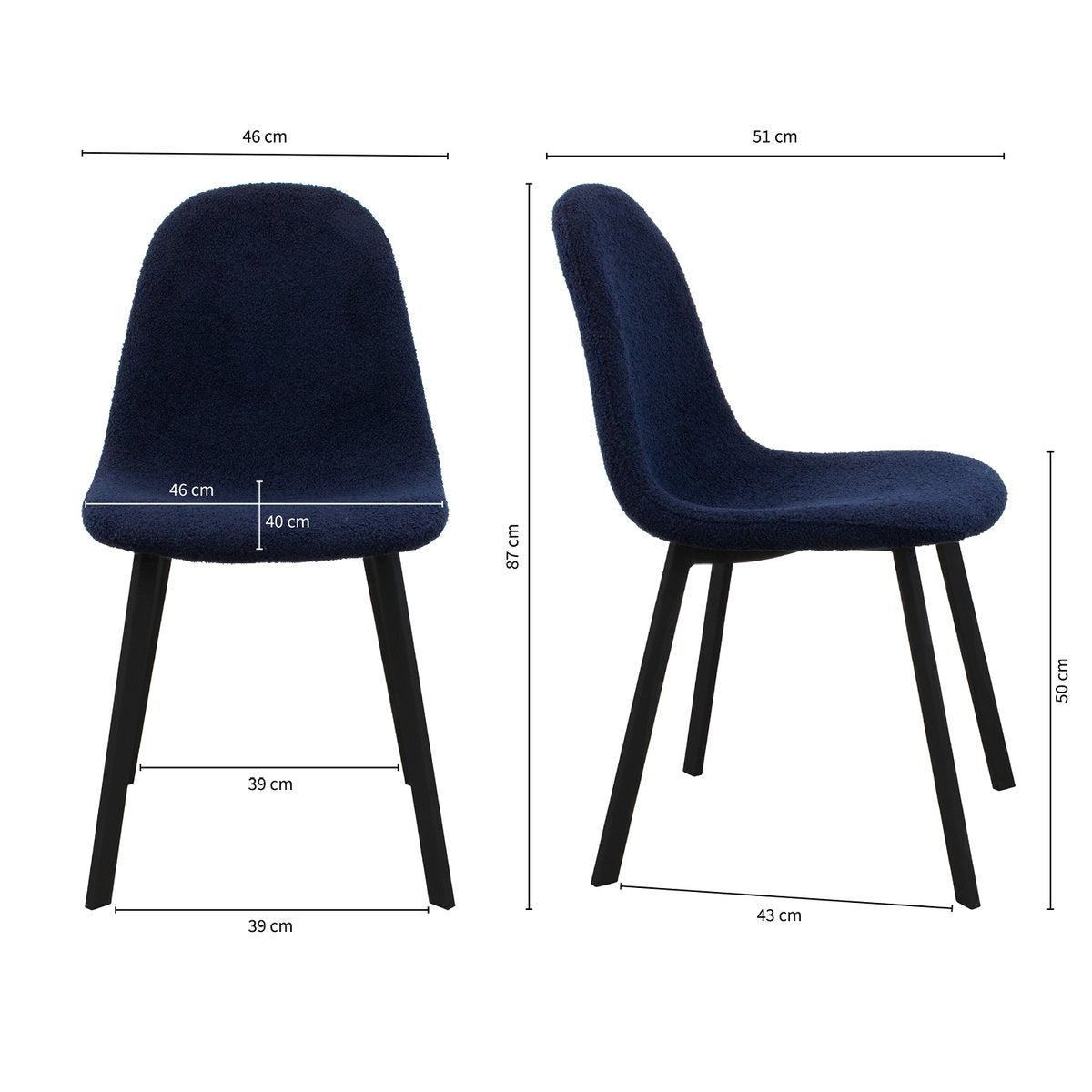 Kick eetkamerstoel Ted - Donkerblauw