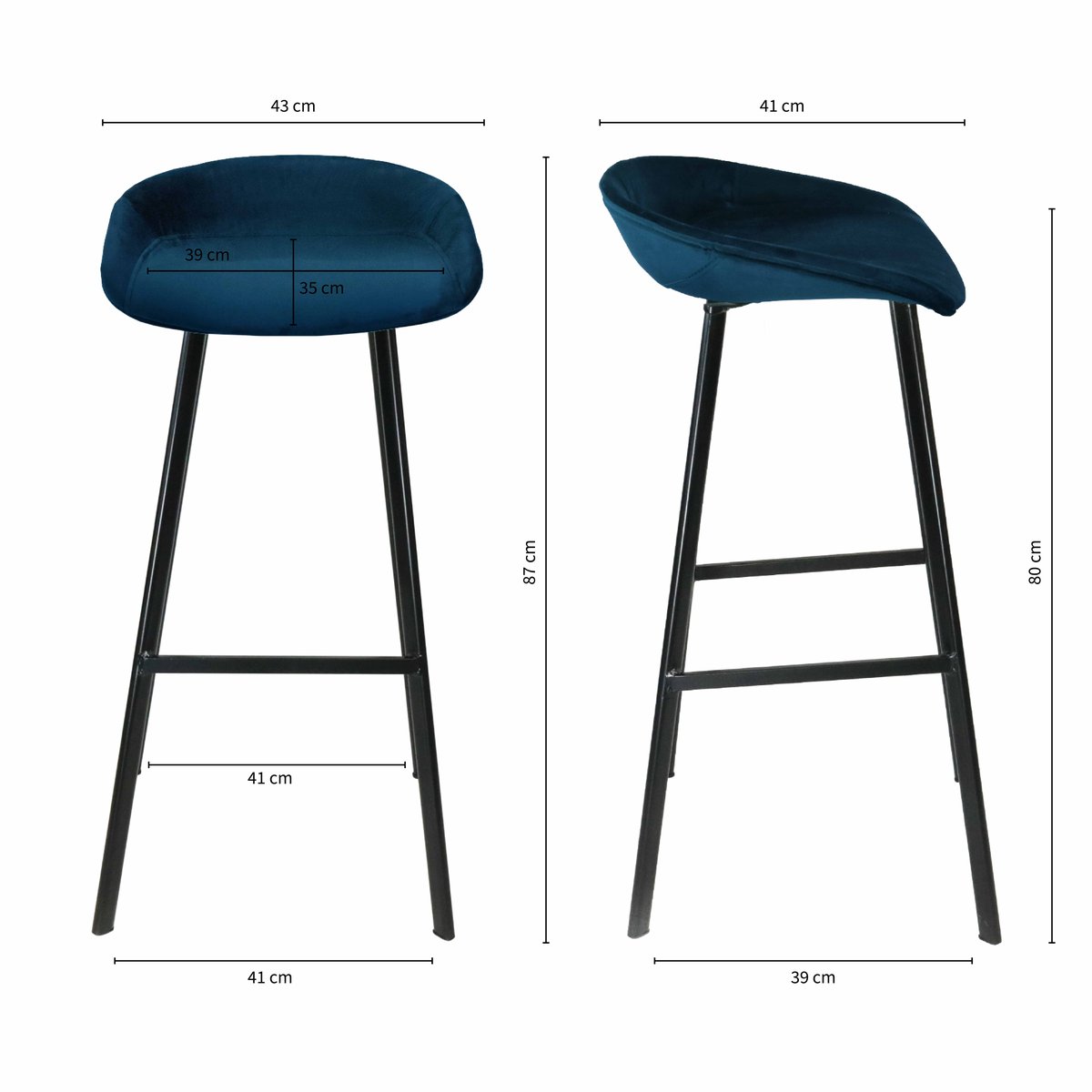 Kick barkruk Finn - 80cm - Donkerblauw