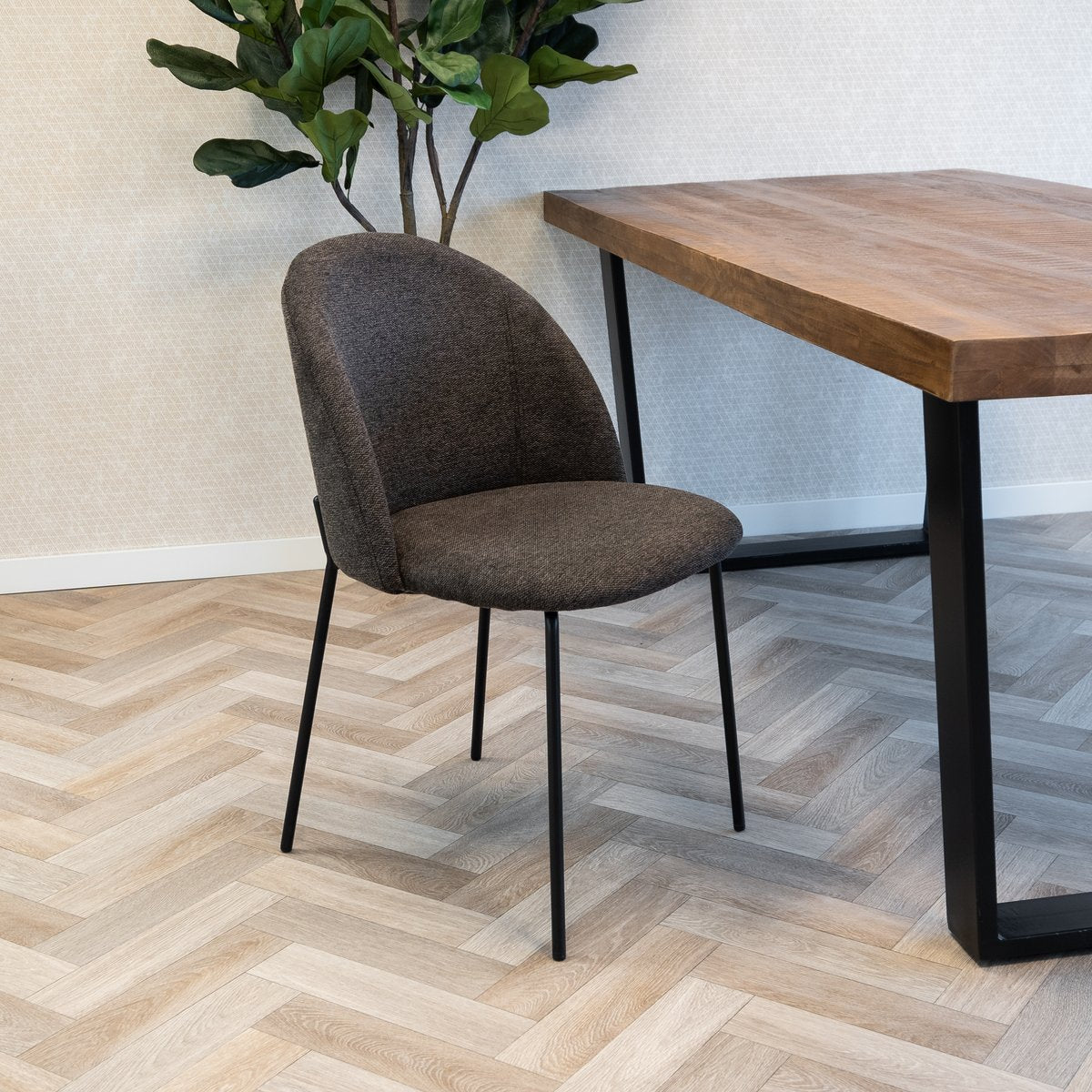 Kick eetkamerstoel Noa - Antraciet/Bruin