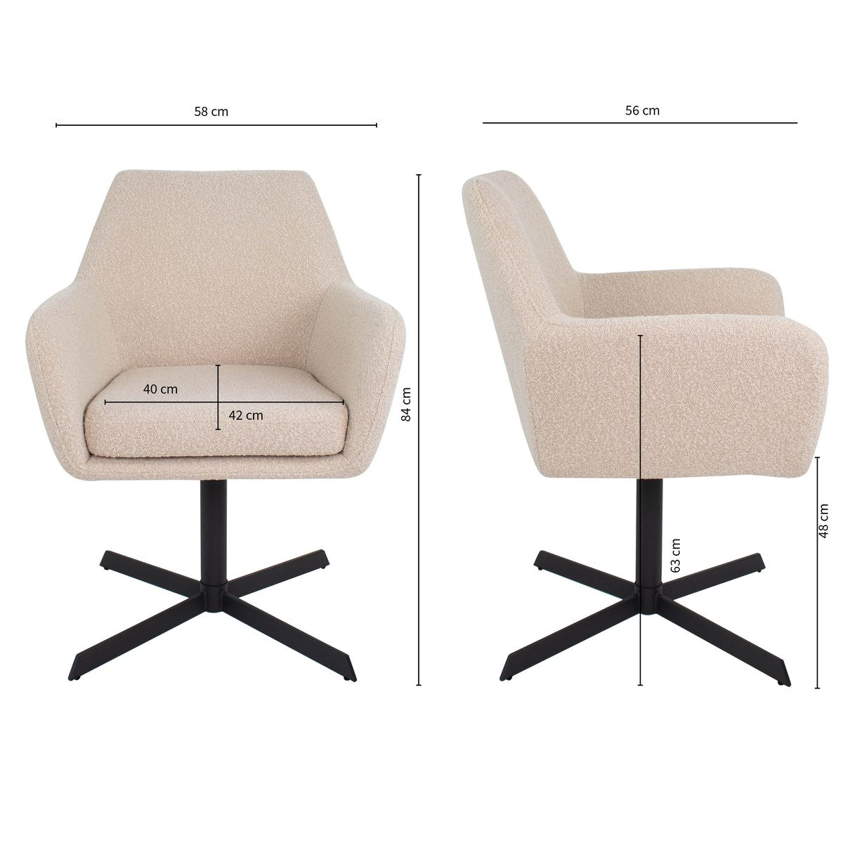 Kick draaistoel Viktor Boucle - Beige