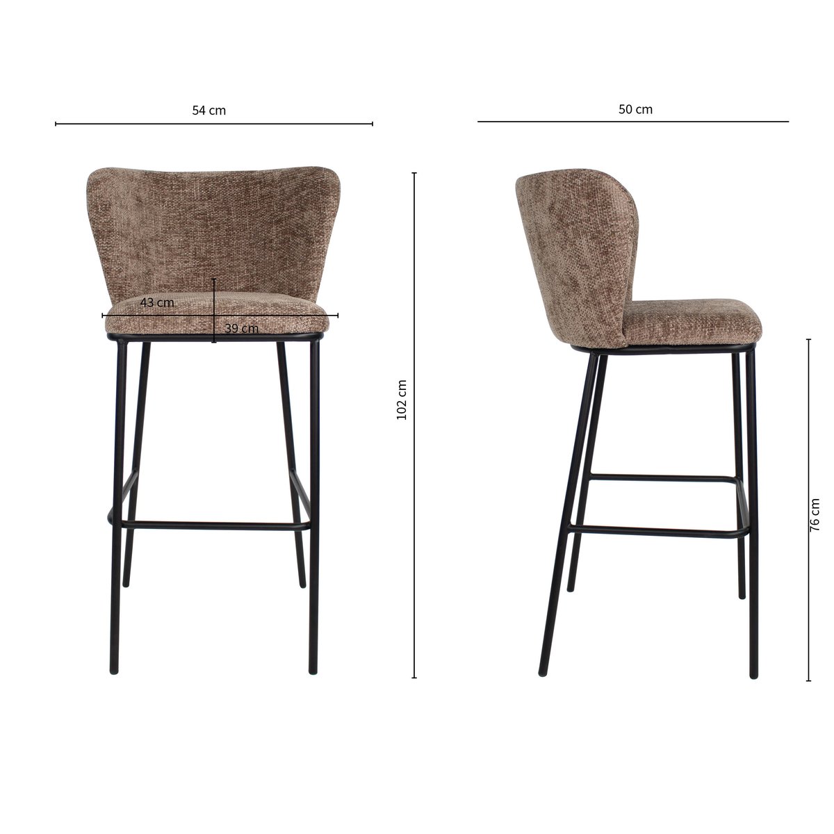 Kick Barhocker Bo - Taupe