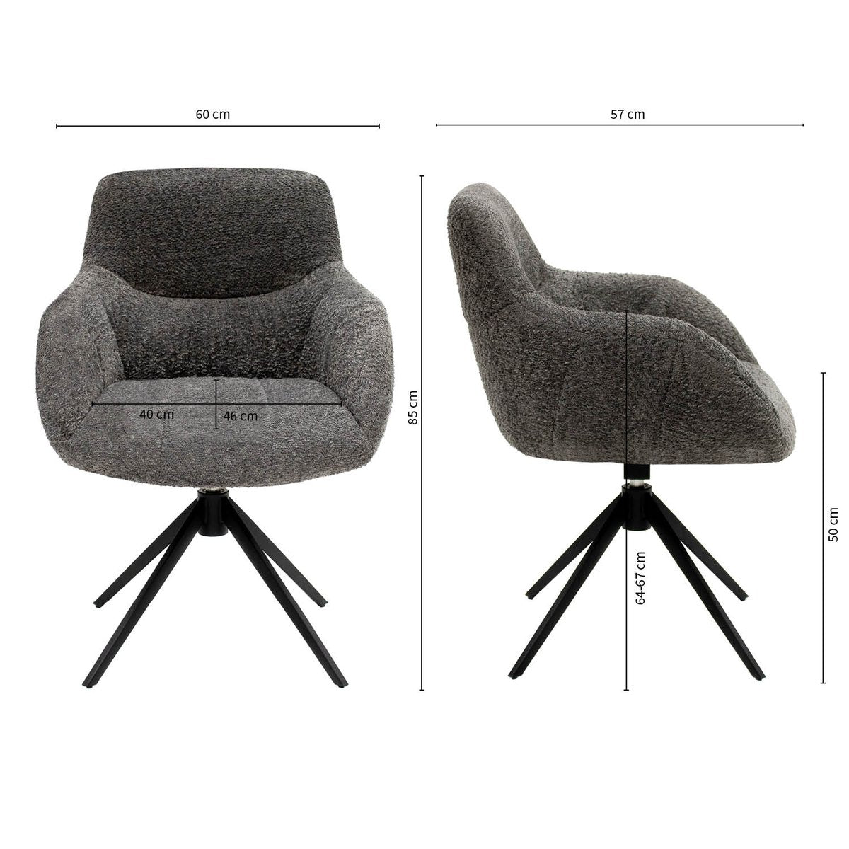 Chaise pivotante Kick Fer - Gris foncé