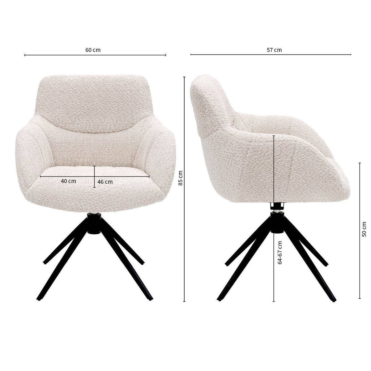 Chaise pivotante Kick Fer - Crème