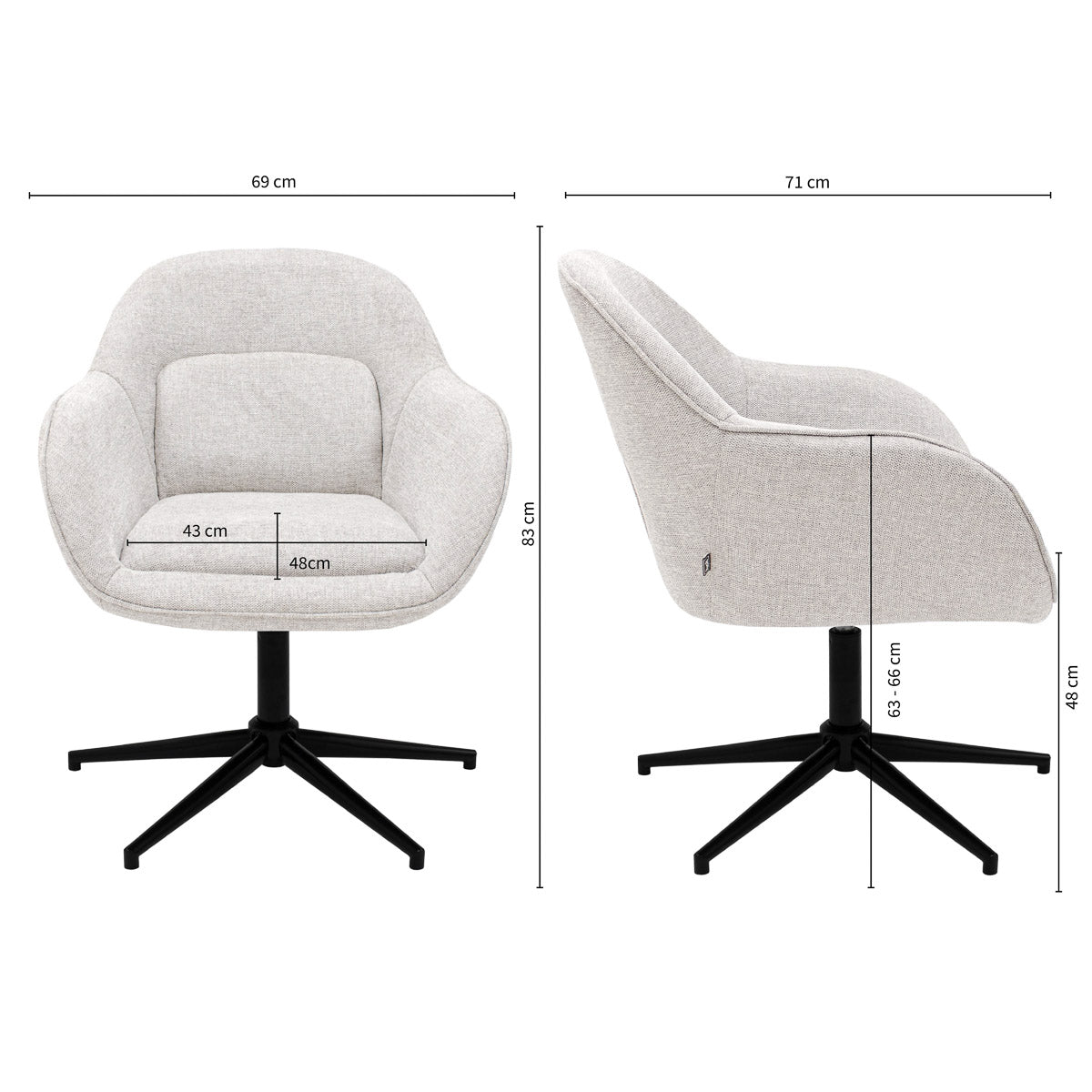 Kick draaifauteuil Lux - Champagne