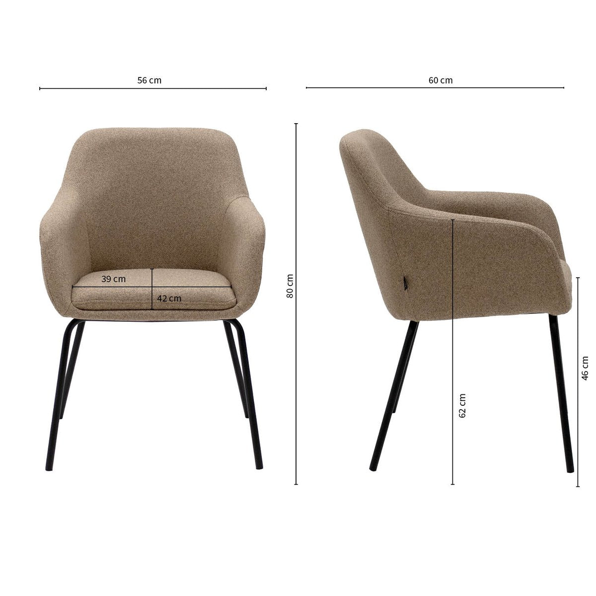 Chaise de salle à manger Kick Daan - Beige