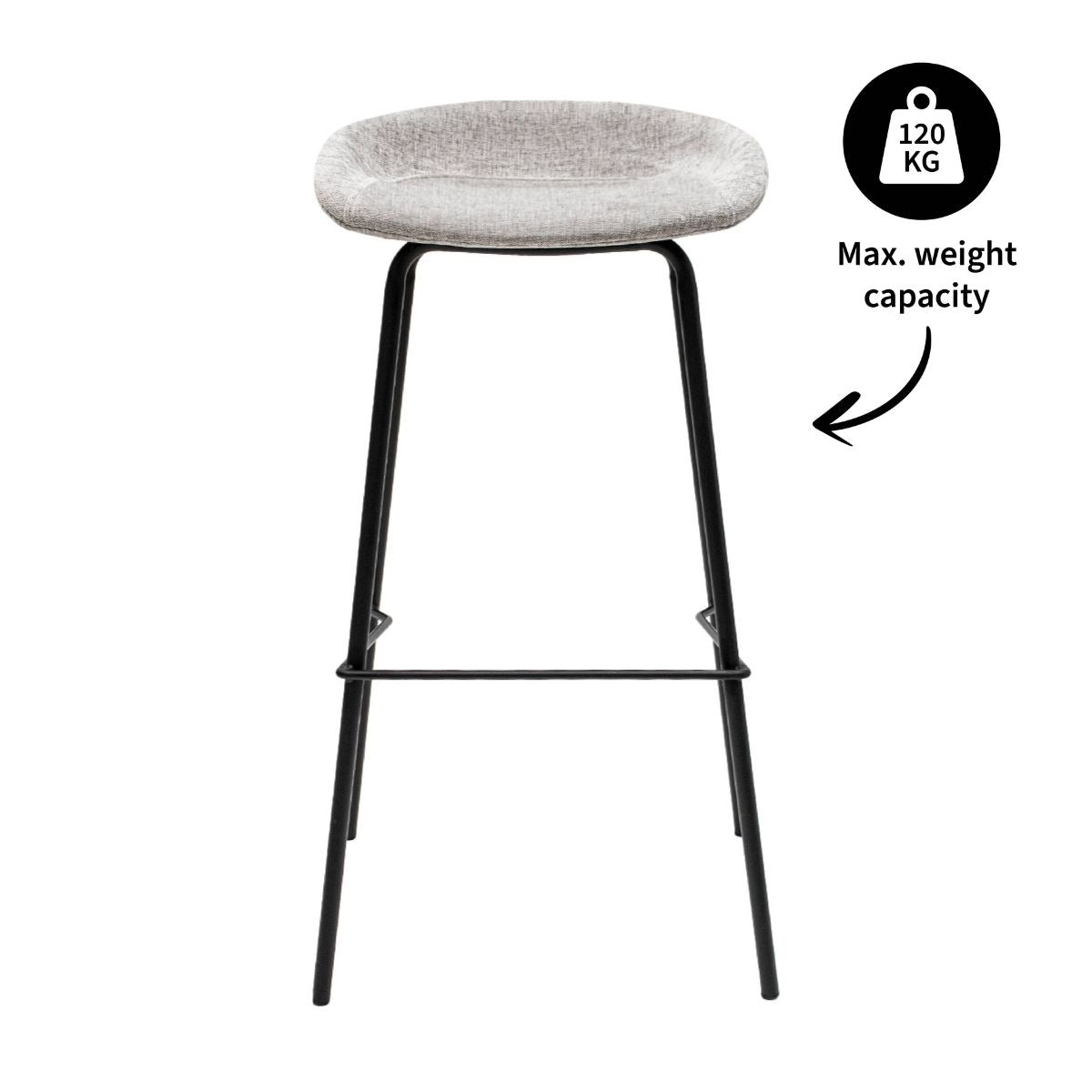 Kick Barhocker Riga - 80 cm - Grau