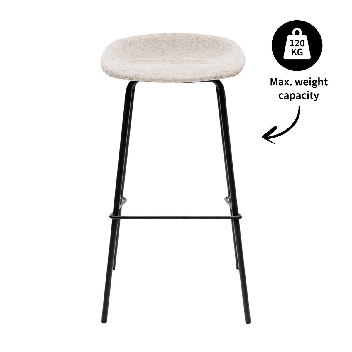 Kick Barhocker Riga - 80 cm - Champagner