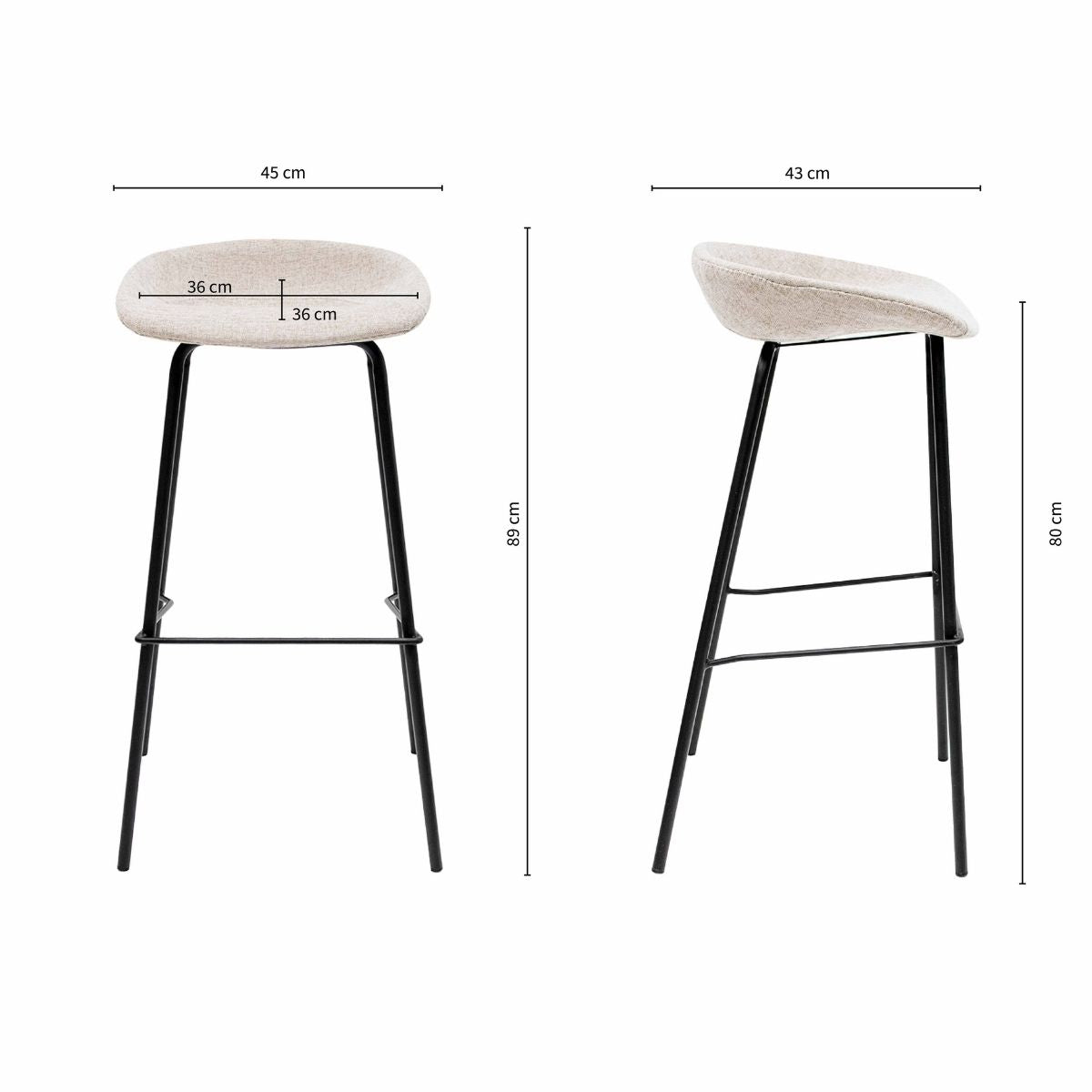 Kick Barhocker Riga - 80 cm - Champagner