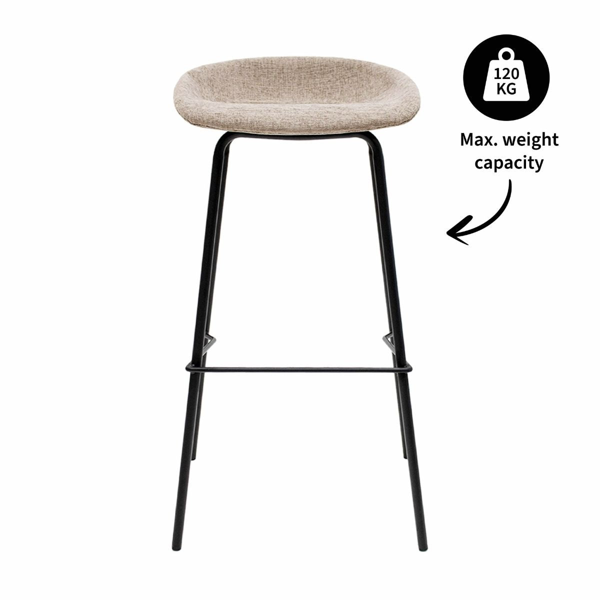 Kick Barhocker Riga - 80 cm - Taupe