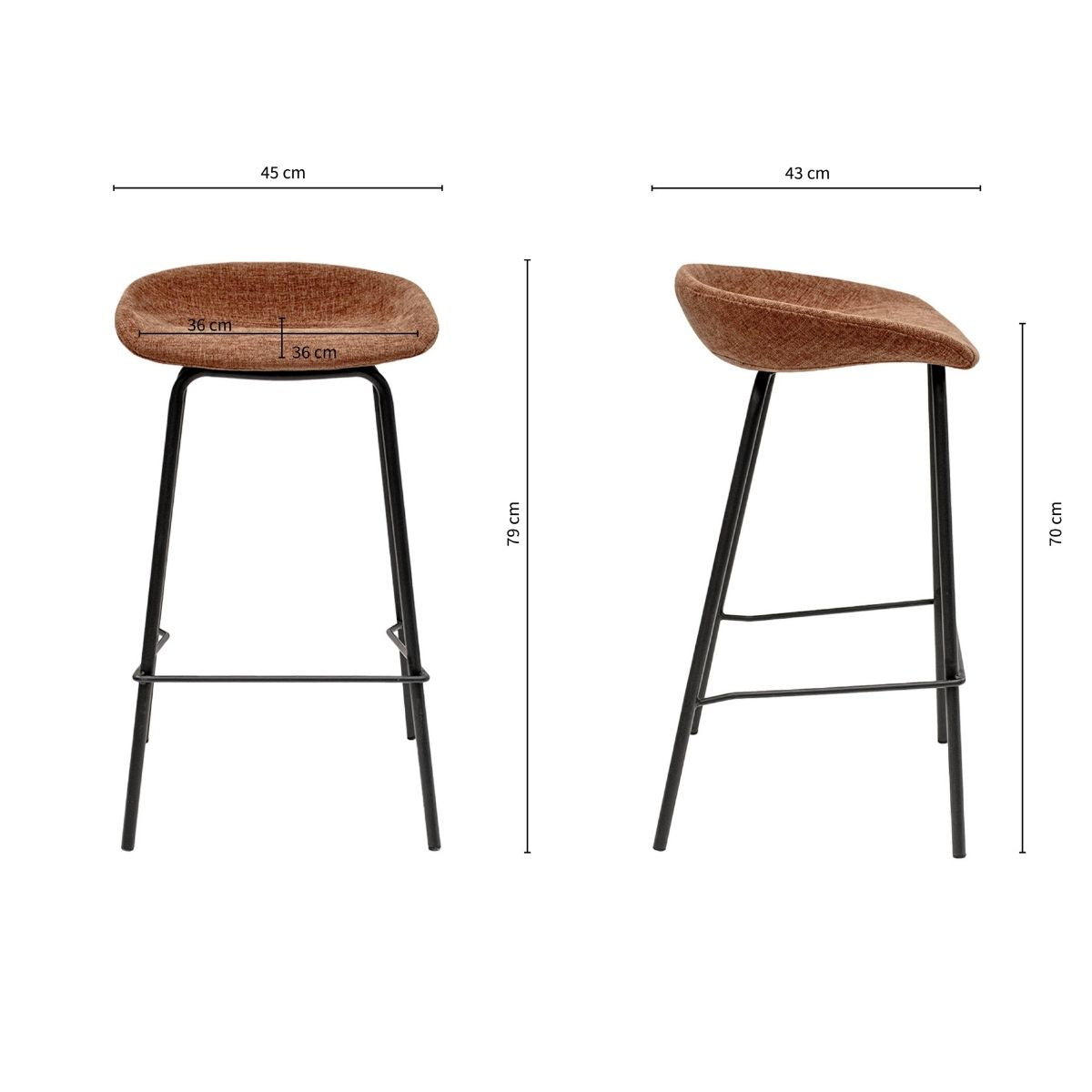 Kick Barhocker Riga - 70 cm - Terra