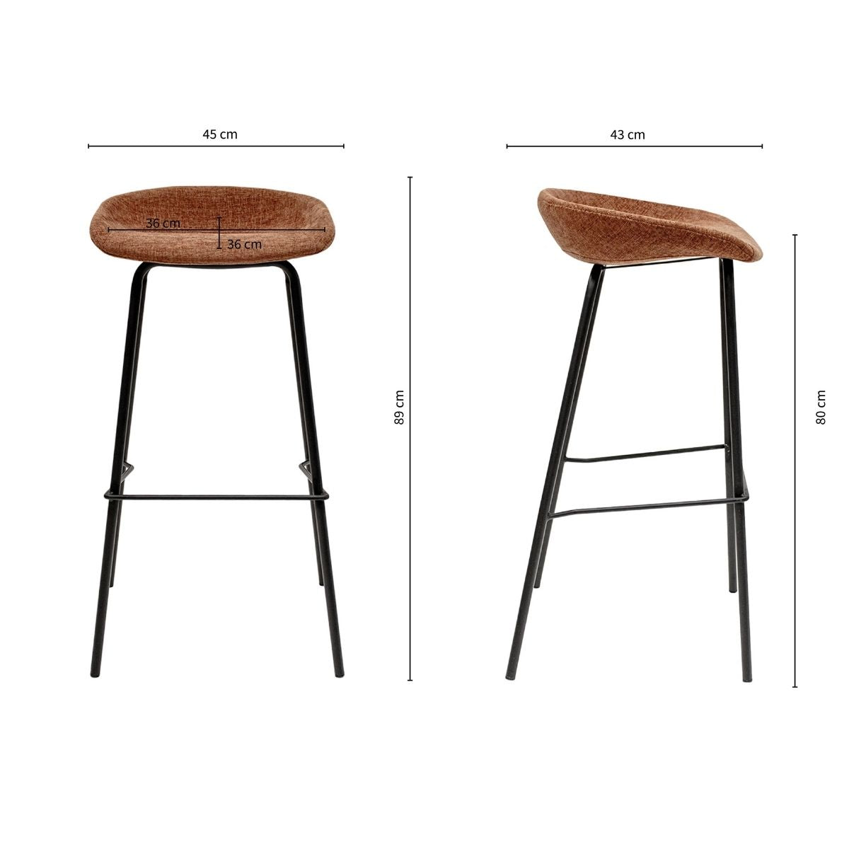 Kick barkruk Riga - 80cm - Terra