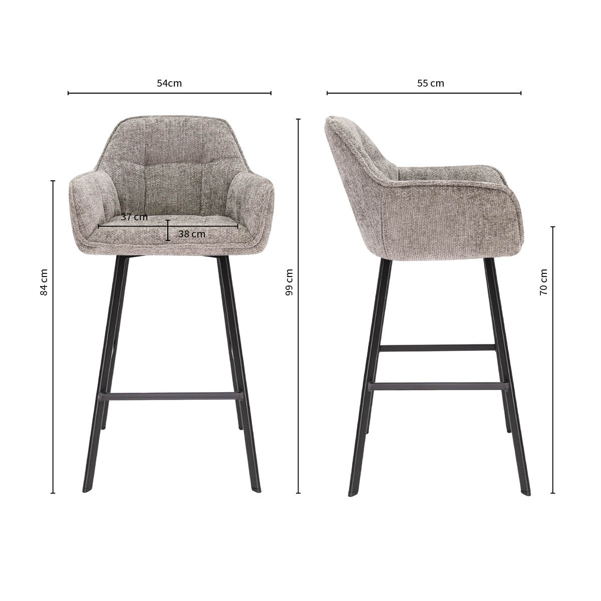 Kick Barhocker Lynn - Grau