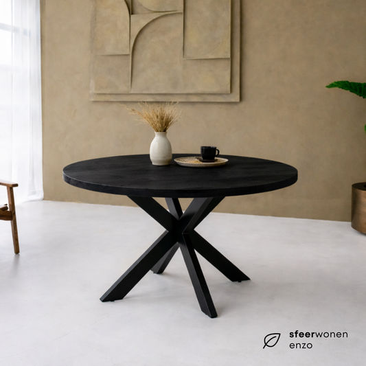 Eettafel Rond Edwin Mangohout Zwart