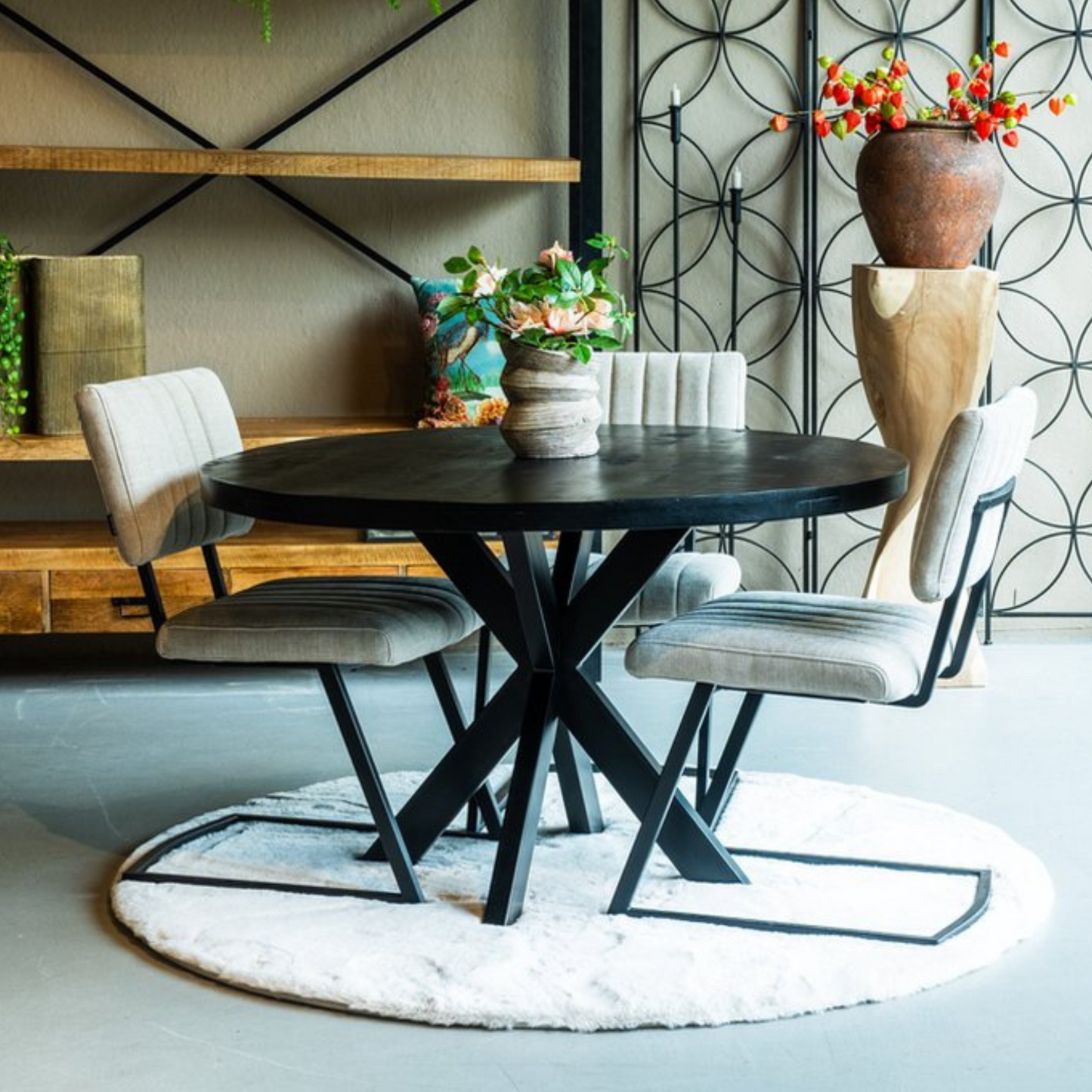 Mangohout Tafel Edwin Rond Zwart