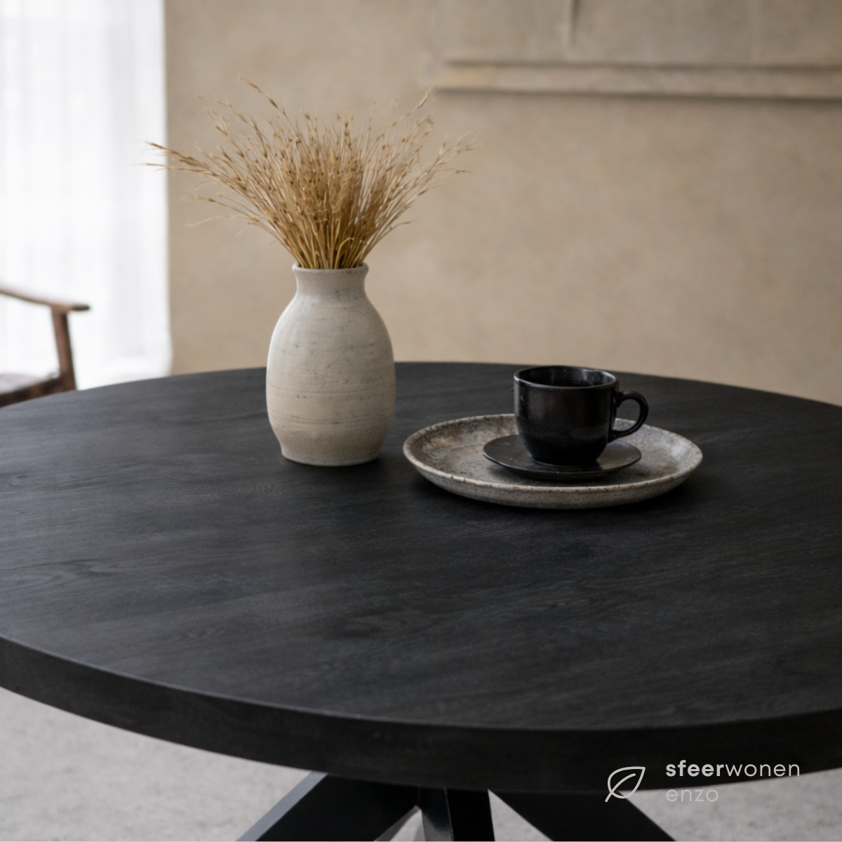 Eettafel Rond Edwin Mangohout Zwart