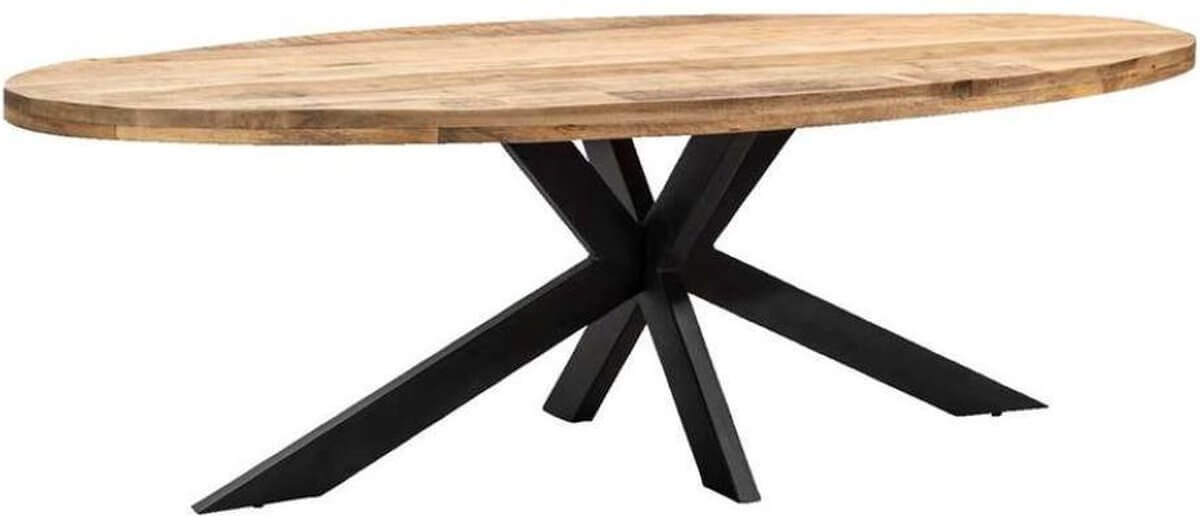 Eettafel ovaal 160x90 cm mangohout NATUREL