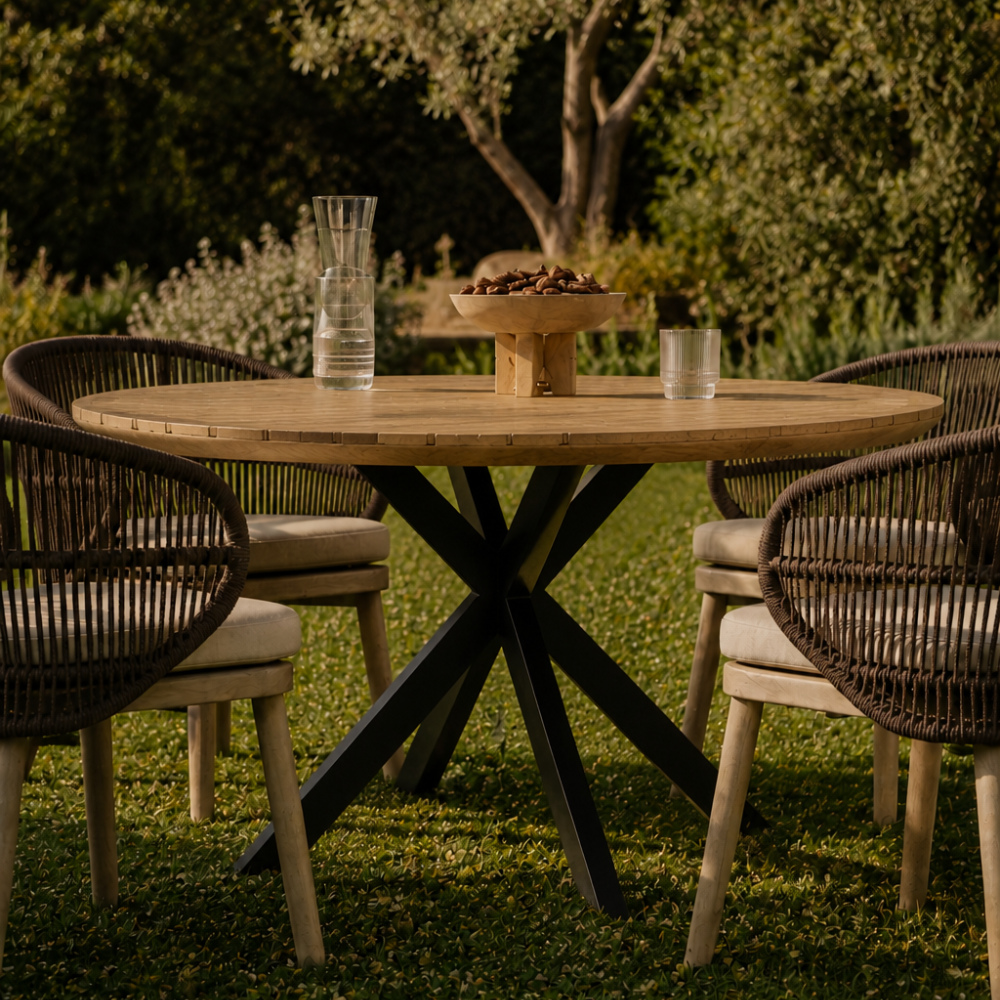 Tuintafel Rond Mangohout Swiss Edge Naturel