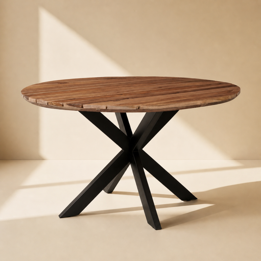 Tuintafel Rond Teak Swiss Edge Naturel