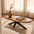 Couchtisch oval Mangoholz Natur - 110 x 55 cm