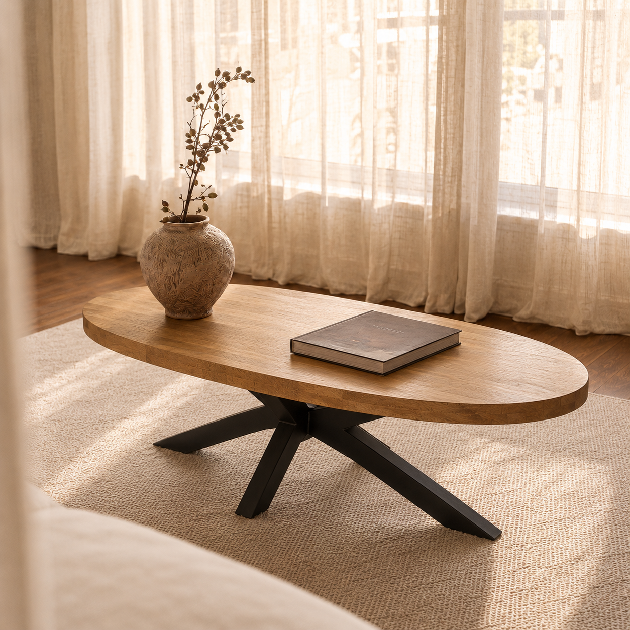 Salontafel Ovaal Mangohout Naturel - 110 x 55 cm