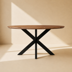 Table de jardin ronde en teck Swiss Edge naturel