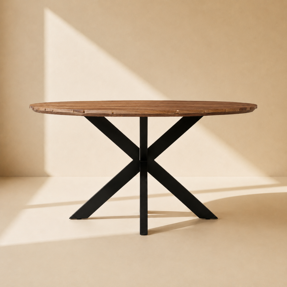 Tuintafel Rond Teak Swiss Edge Naturel