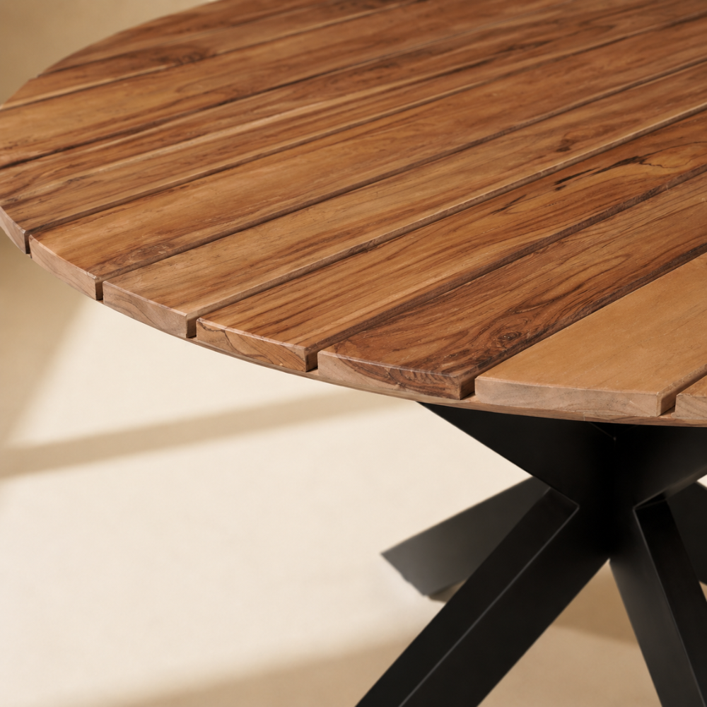 Tuintafel Rond Teak Swiss Edge Naturel