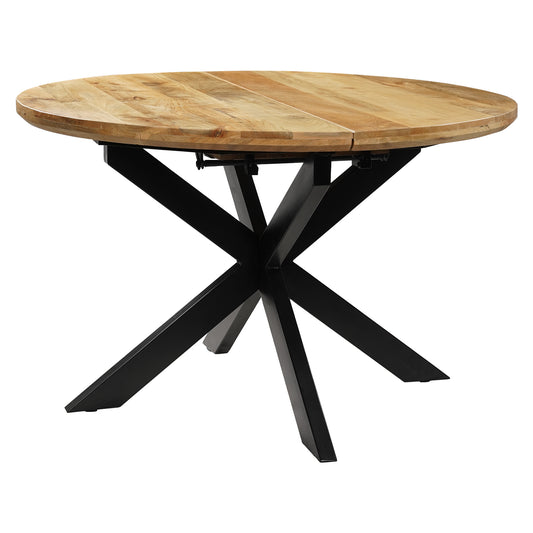 Tafel Uitschuifbaar Rond Ovaal Mangohout Naturel - 120 cm ø