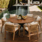 Table de jardin ronde en teck Swiss Edge naturel