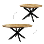 Tafel Uitschuifbaar Rond Ovaal Mangohout Naturel - 120 cm ø