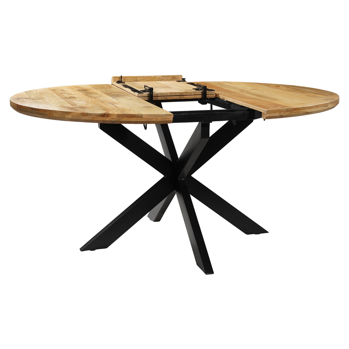Tafel Uitschuifbaar Rond Ovaal Mangohout Naturel - 120 cm ø
