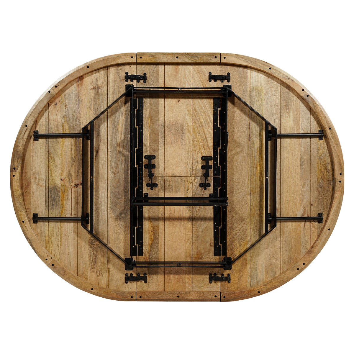 Tafel Uitschuifbaar Rond Ovaal Mangohout Naturel - 120 cm ø