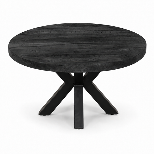 Salontafel Rond Mangohout Zwart - 80 cm ø