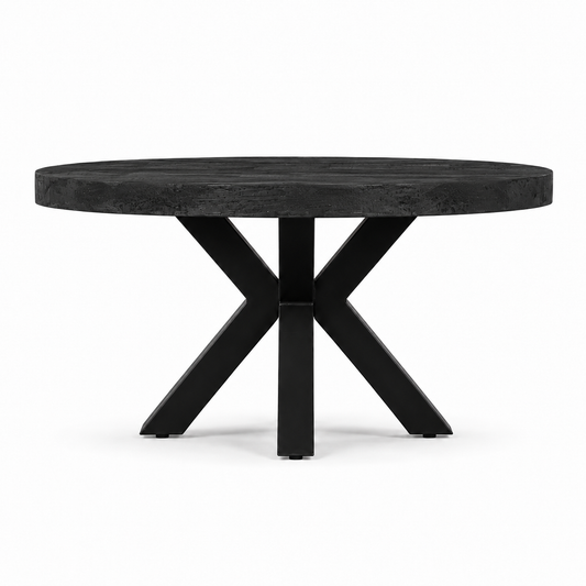 Salontafel Rond Mangohout Zwart - 80 cm ø
