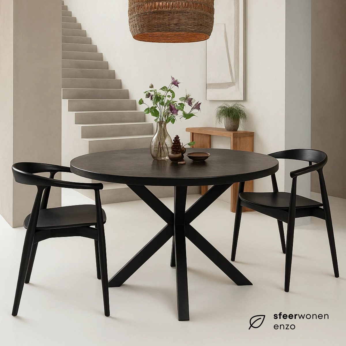 Eettafel Rond Edwin Mangohout Zwart