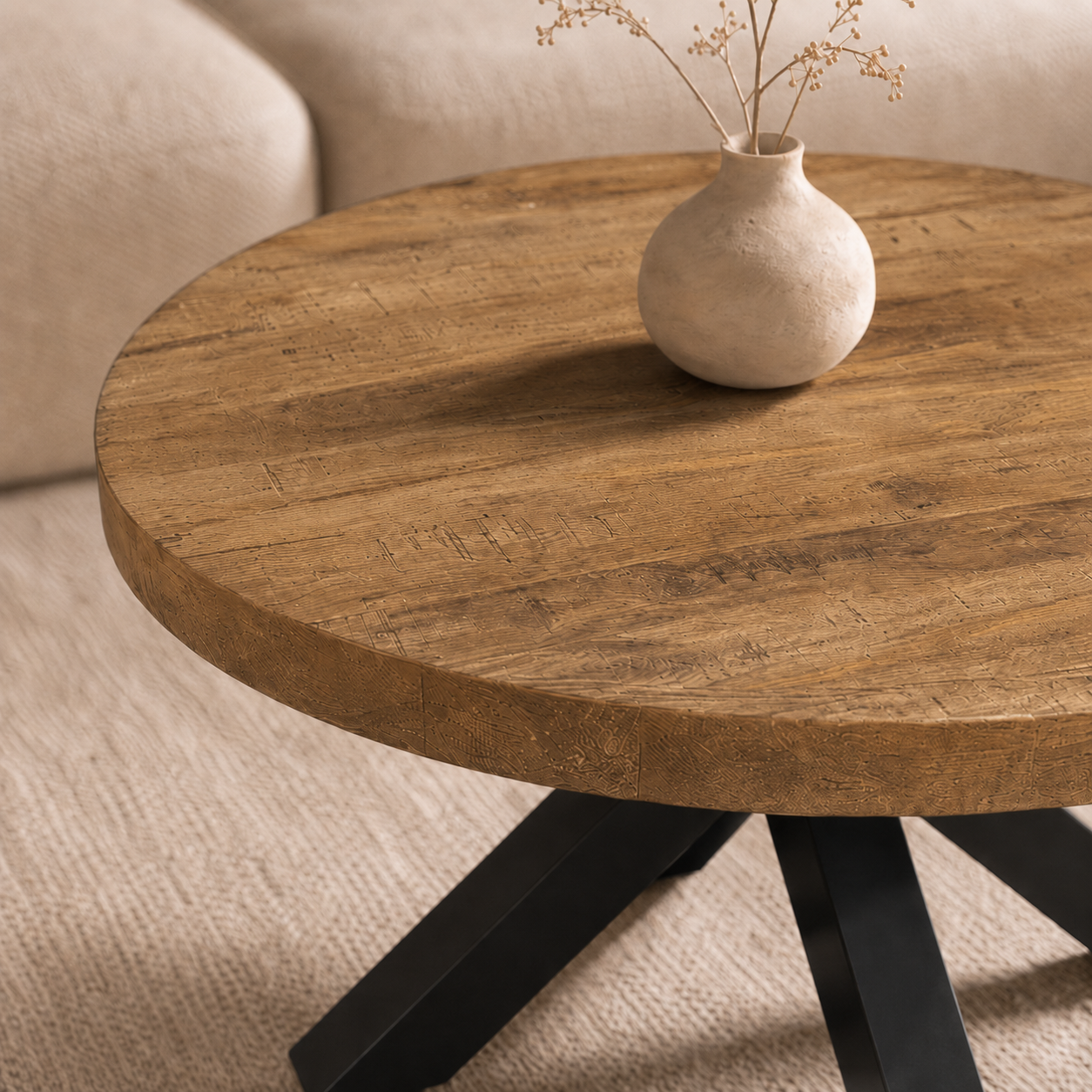 Salontafel Rond Mangohout Naturel - 80 cm ø