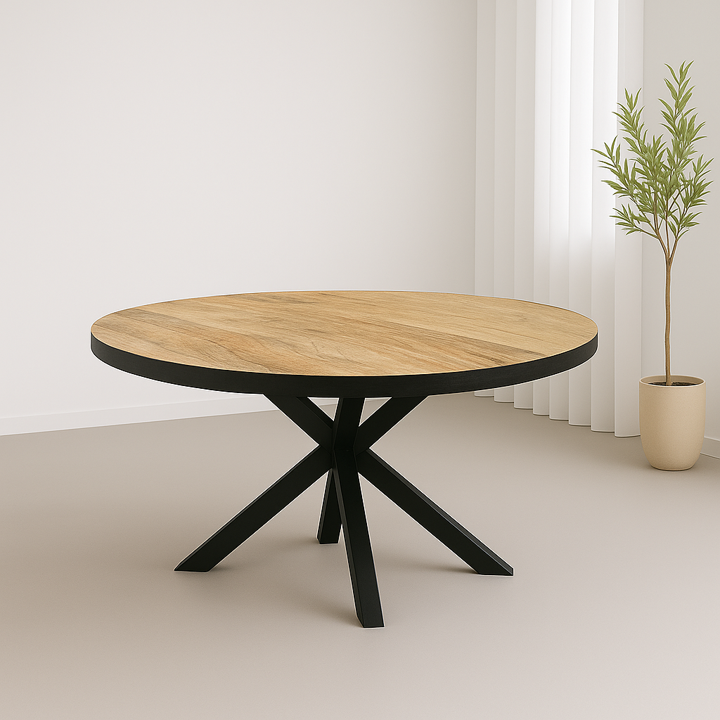 Mangohout Tafel Edwin Rond Naturel BB